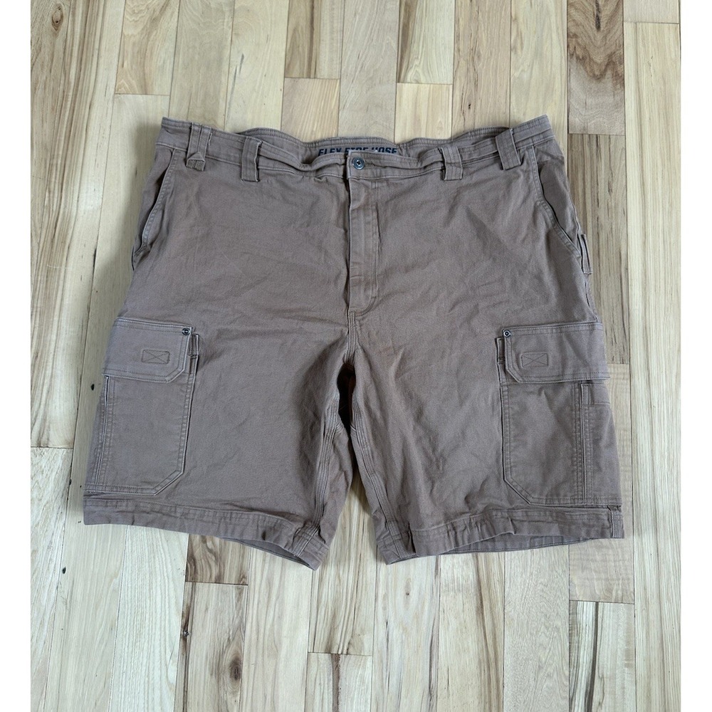 Duluth Trading Flex Fire Hose Canvas Cargo Shorts Mens 48 Brown Relaxed Fit 11in